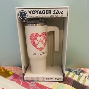 Life Is Good White and Pink Voyager Tumbler